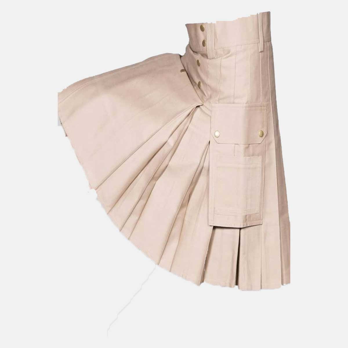 Beige Deluxe Utility Kilt For Men