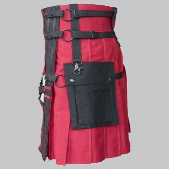 Black Red Two Tone Deluxe Hybrid Utility Kilt