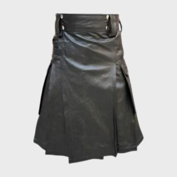 Black Leather Fashion Kilt