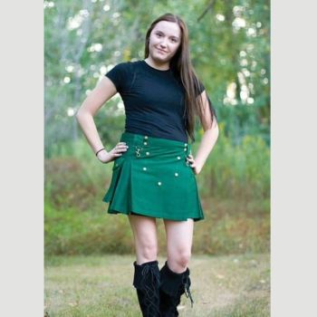 Fashion Green Women Utility Kilt