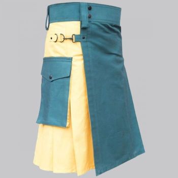Green Yellow Two Tone Hybrid Kilt