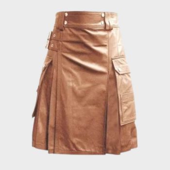 Luxurious Brown Leather Kilt