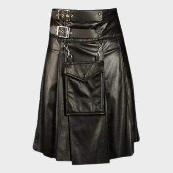 Marauder Black Leather Kilt