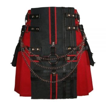 Black Red Two Tone Utility Kilt