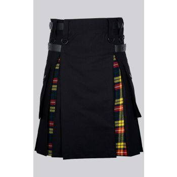 Black Cotton Buchanan Tartan Hybrid Kilt
