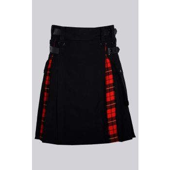 Black Cotton Wallace Tartan Hybrid Kilt