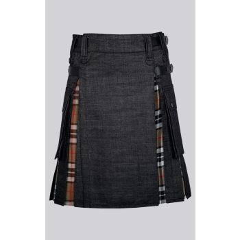Black Denim Irish Tartan Hybrid Kilt