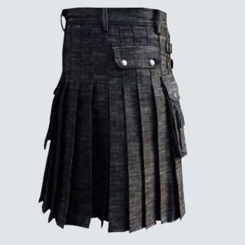 Black Denim Utility Kilt