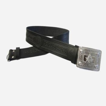 Grey Kilt Black Leather Kilt Belt Buckle