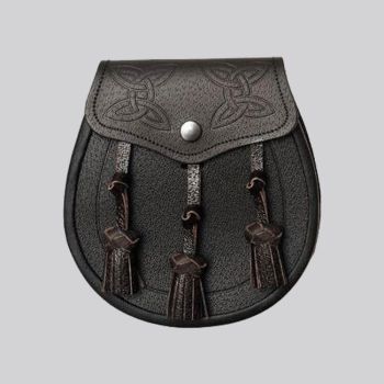Dark Brown Leather Twin Swirl Celtic Sporran