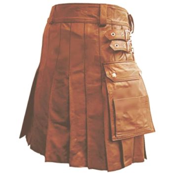 Luxurious Brown Leather Kilt