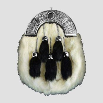 Rabbit Fur Sporran With Black Fur Tassels