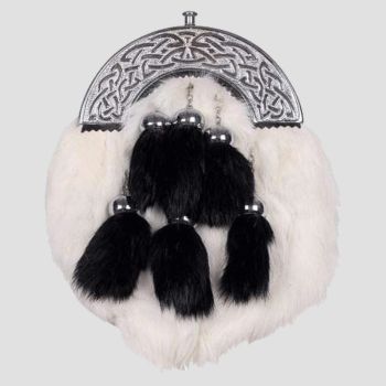 White Rabbit Sporran With Fur Tassels