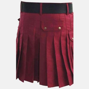 Classic Burgundy Utility Kilt For Men