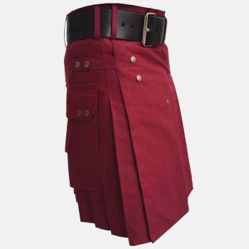 Classic Burgundy Utility Kilt For Men