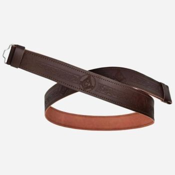 Embossed Genuine Leather Brown Kilt Belt Buckle