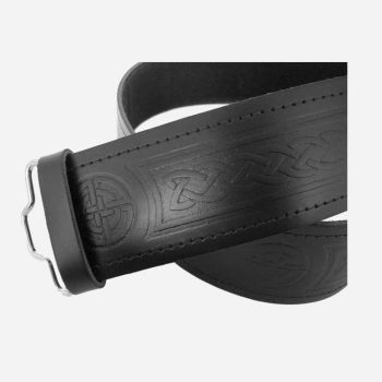 Embossed Scottish High kilt Belt With Celtic Buckle