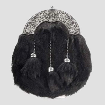 Celtic Chrome Black Rabbit Fur Sporran