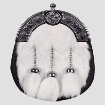 Thistle Boss White Rabbit Fur Sporran