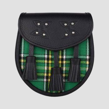 Irish National Tartan Leather Sporran