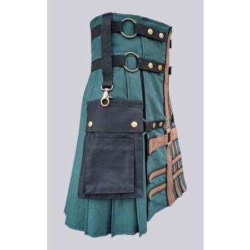 Green Black Double Cross Utility Kilt