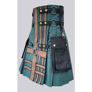 Green Black Double Cross Utility Kilt