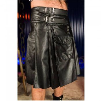 Marauder Black Leather Kilt