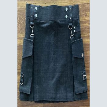 Black Utility Kilt for Men