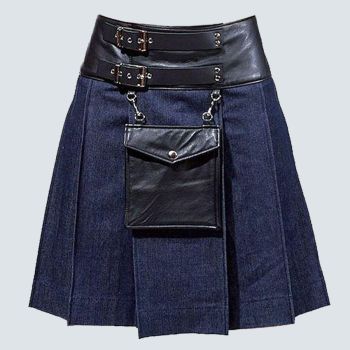 Denim Kilt with Leather Waist