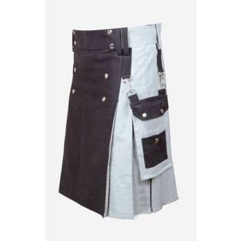 Black Grey Cotton Hybrid Kilt