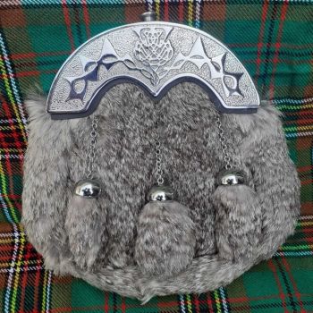 Silver Cantle 3 Tassels Full Dress Leather Sporran
