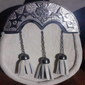 White Seal Skin 3 Tassels Full Dress Sporran