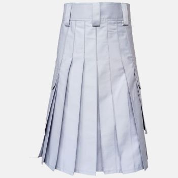 White Utility Kilt For Men