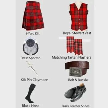 Royal Stewart Tartan Kilt With Accessories
