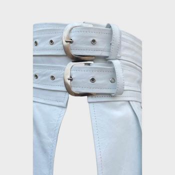 Warrior White Leather Kilt