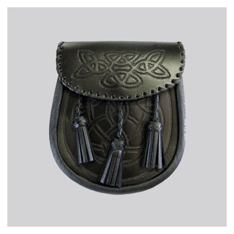 Black Celtic Embossed Leather Sporran