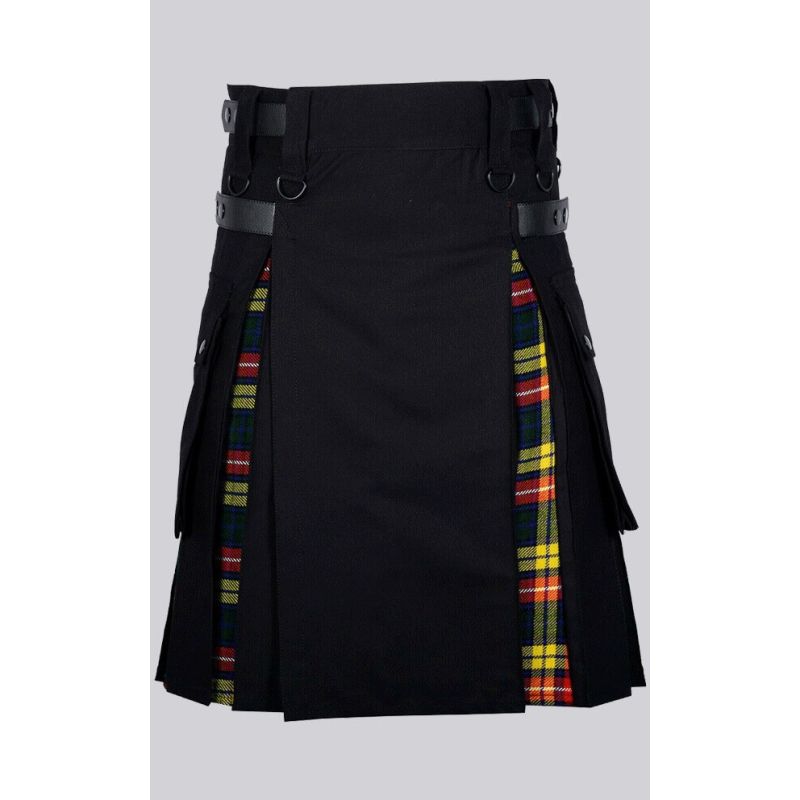 Black Cotton Buchanan Tartan Hybrid Kilt