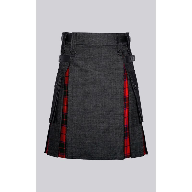 Black Denim Wallace Scottish Hybrid Kilt