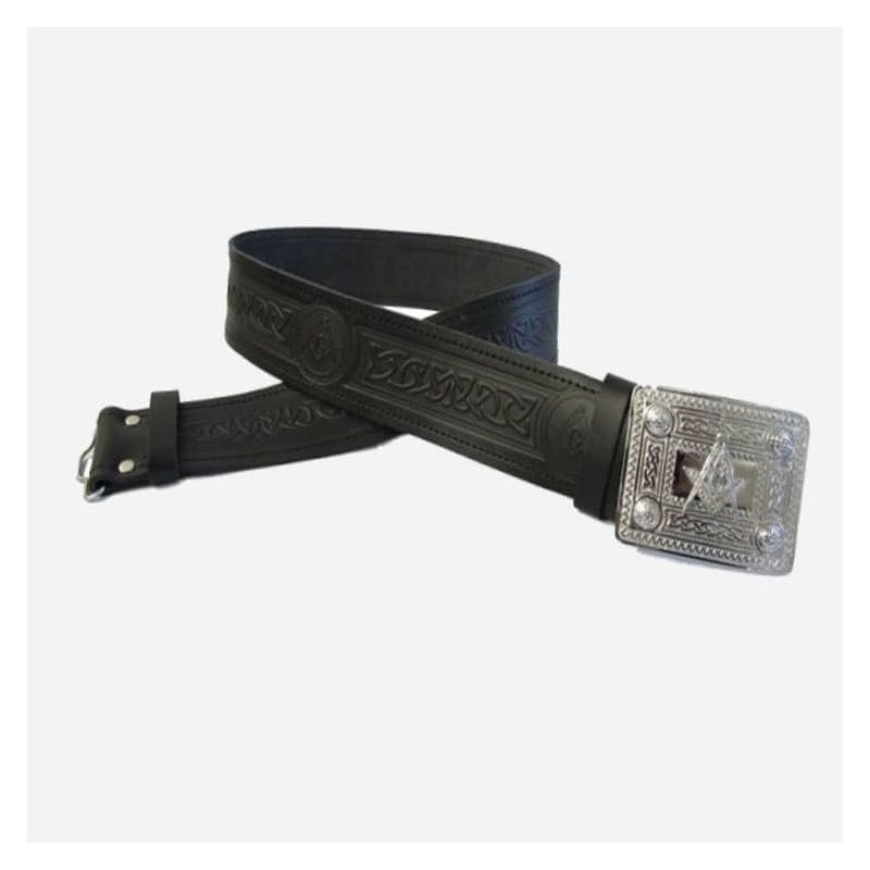Grey Kilt Black Leather Kilt Belt Buckle