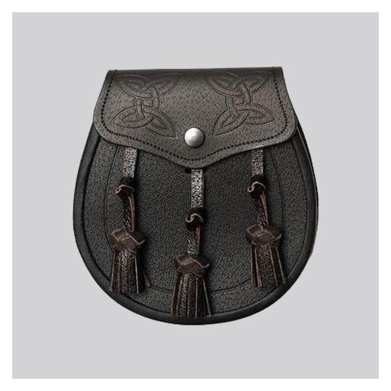 Dark Brown Leather Twin Swirl Celtic Sporran