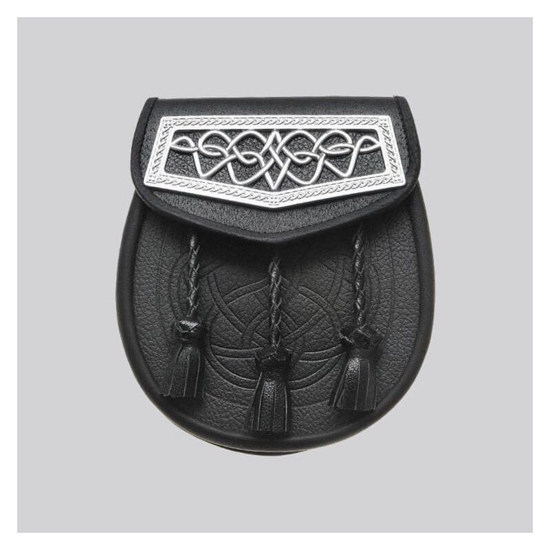 Black Leather Celtic Interweave Plate Sporran