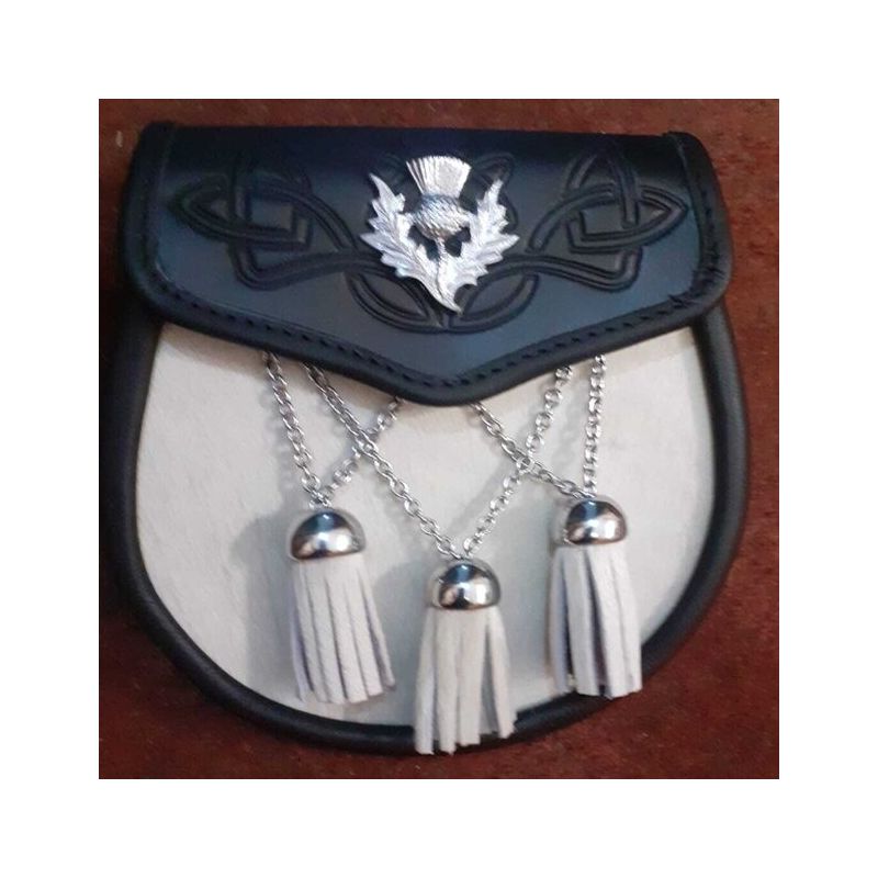 Black Leather Thistle Semi Dress Sporran