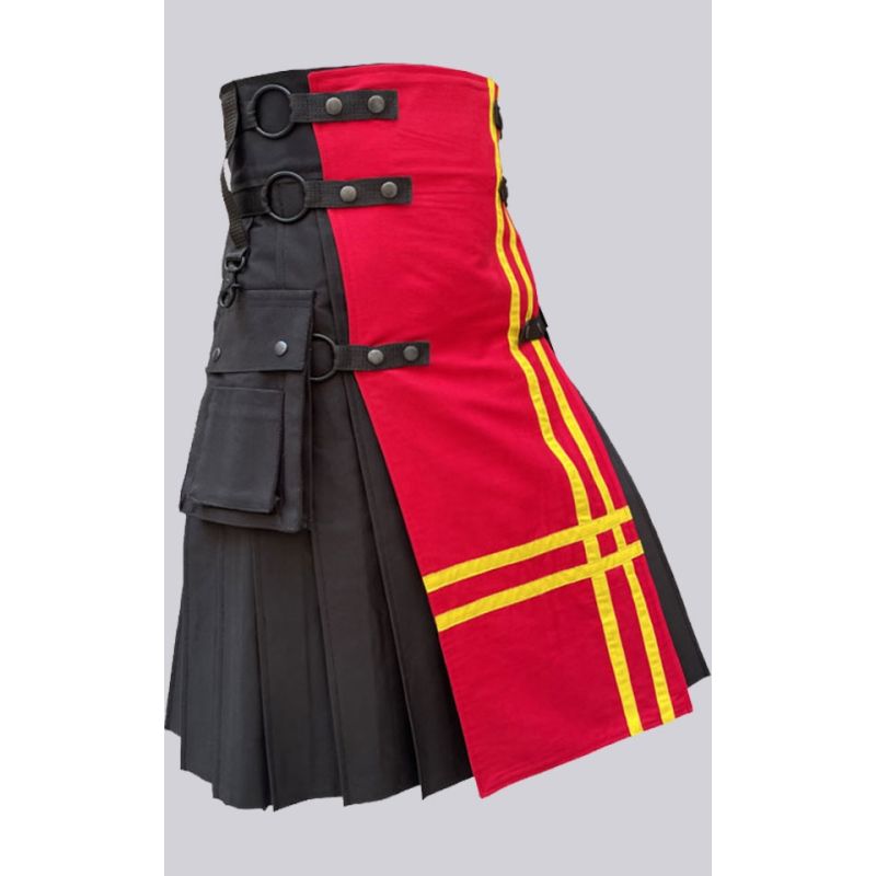 Black Red Fashion Utility Kilt