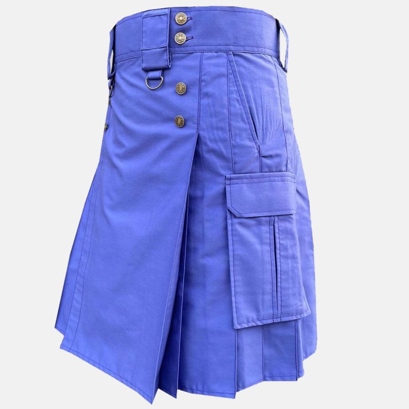 Blue Cotton Utility Kilt