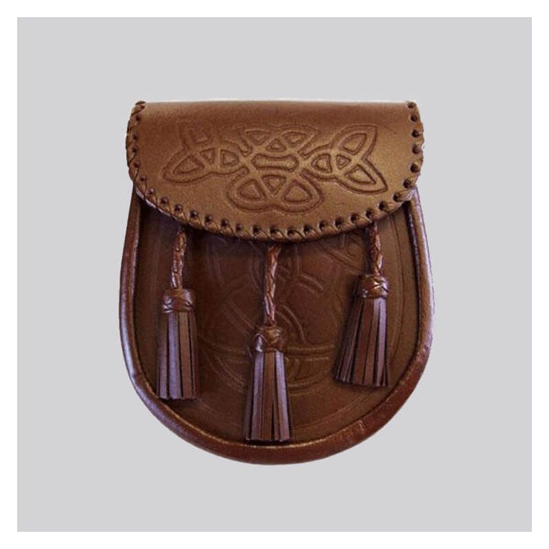 Brown Celtic Embossed Leather Sporran