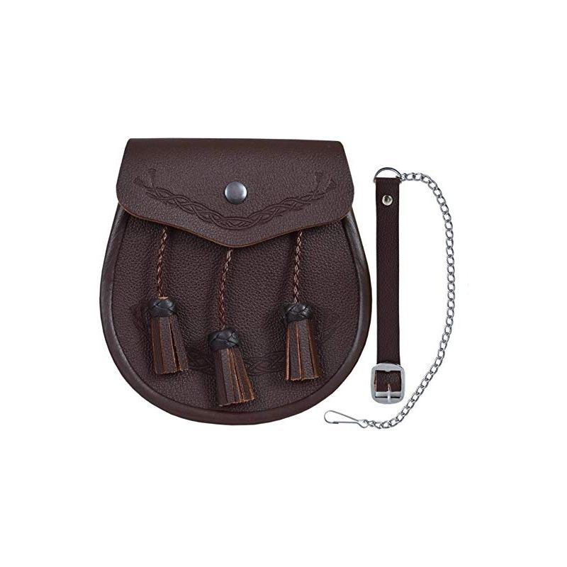 Brown Embossed Celtic Leather Sporran