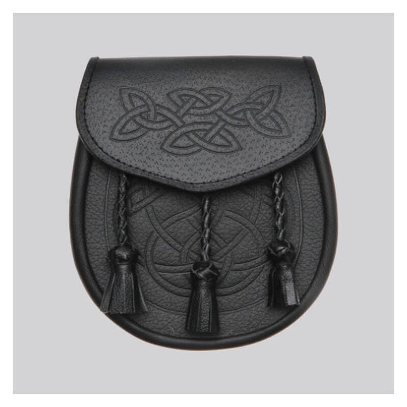 Celtic Interweave Woven Tassel Black Sporran