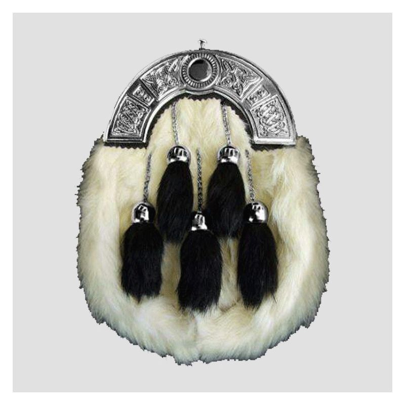 Rabbit Fur Sporran With Black Fur Tassels
