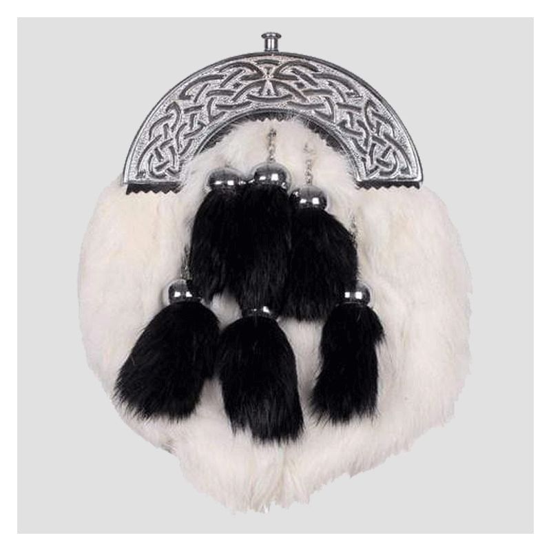 White Rabbit Sporran With Fur Tassels