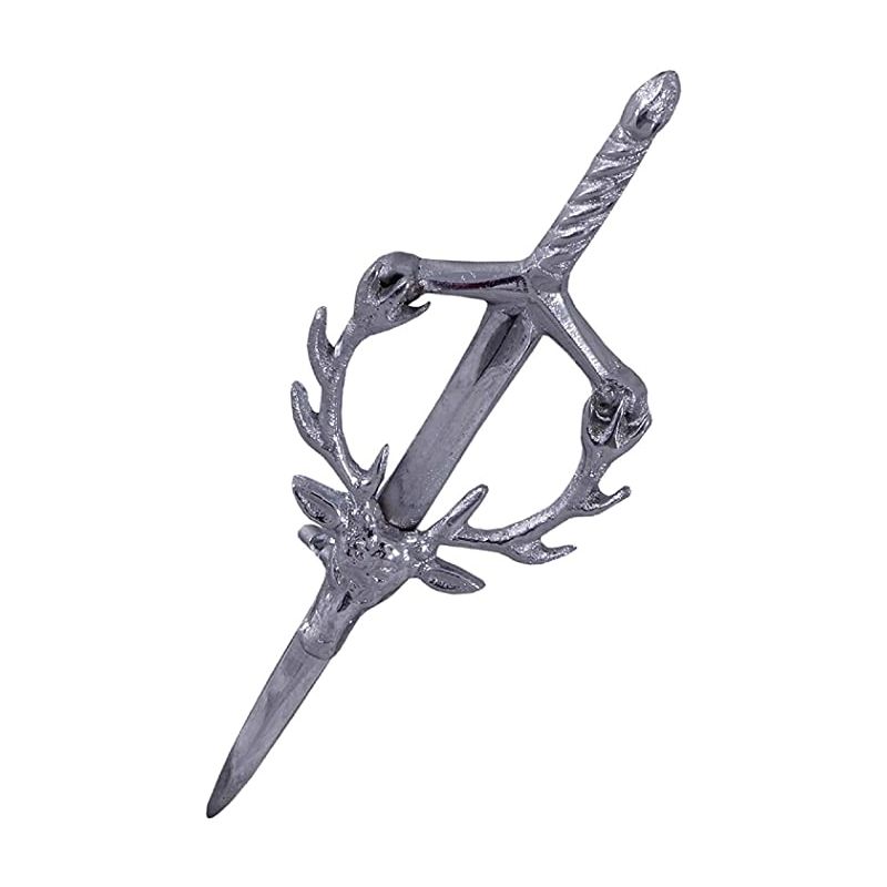 Chrome Stag Kilt Pin